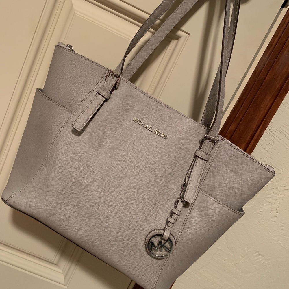 Michael Kors Women's Grey Leather Tote Bag